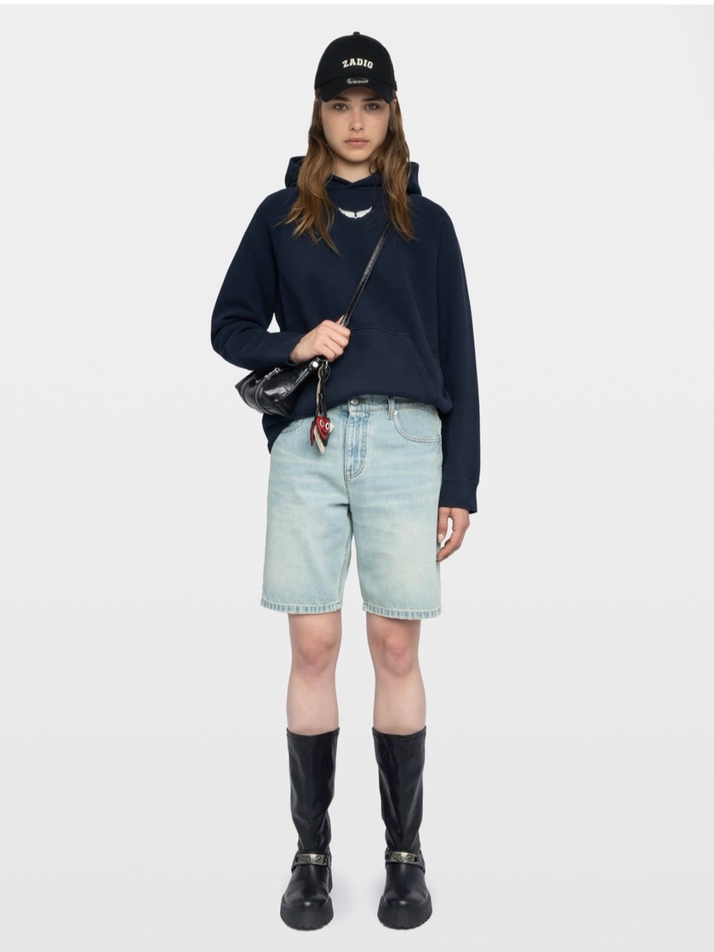 Zadig & Voltaire Diamonte Navy Georgety Mo Photo Ride Wild Love Pullover Hoodie